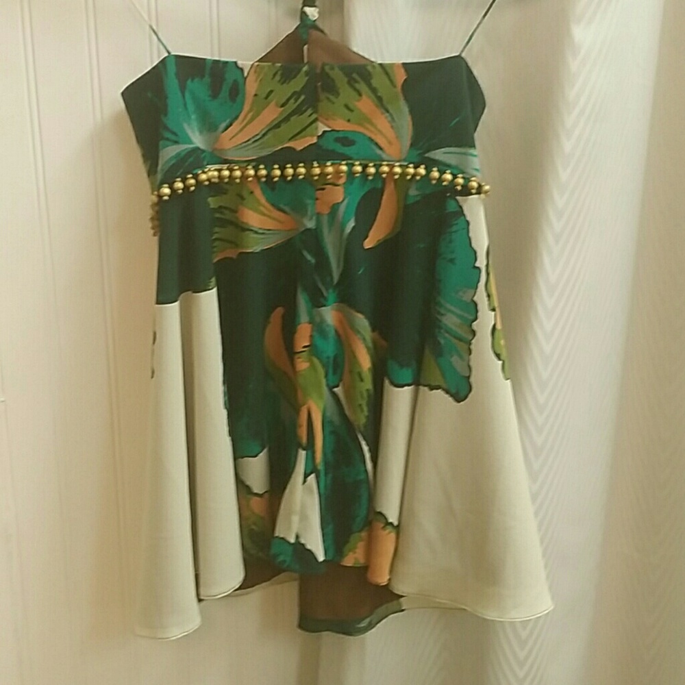 Nicole Miller Silk Cami Size P Wood Beads - Picture 4 of 8